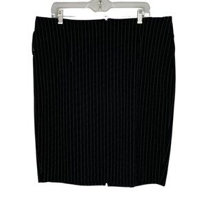Torrid Black Pinstripe Pencil Midi Skirt with Back Slit & Zip Closure, 14 #303